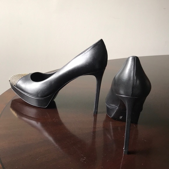 Saint Laurent Paris 10M Studded Pointed Toe Pumps - Picture 7 of 8
